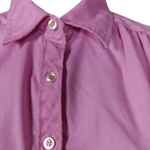 Vintage Miss Fashionality Shirt X-Large Pink Button Up Short Roll Tab Sleeve - Picture 8 of 10